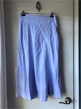 J. Crew Light Blue Irish Linen Skirt with Flowing Silhouette